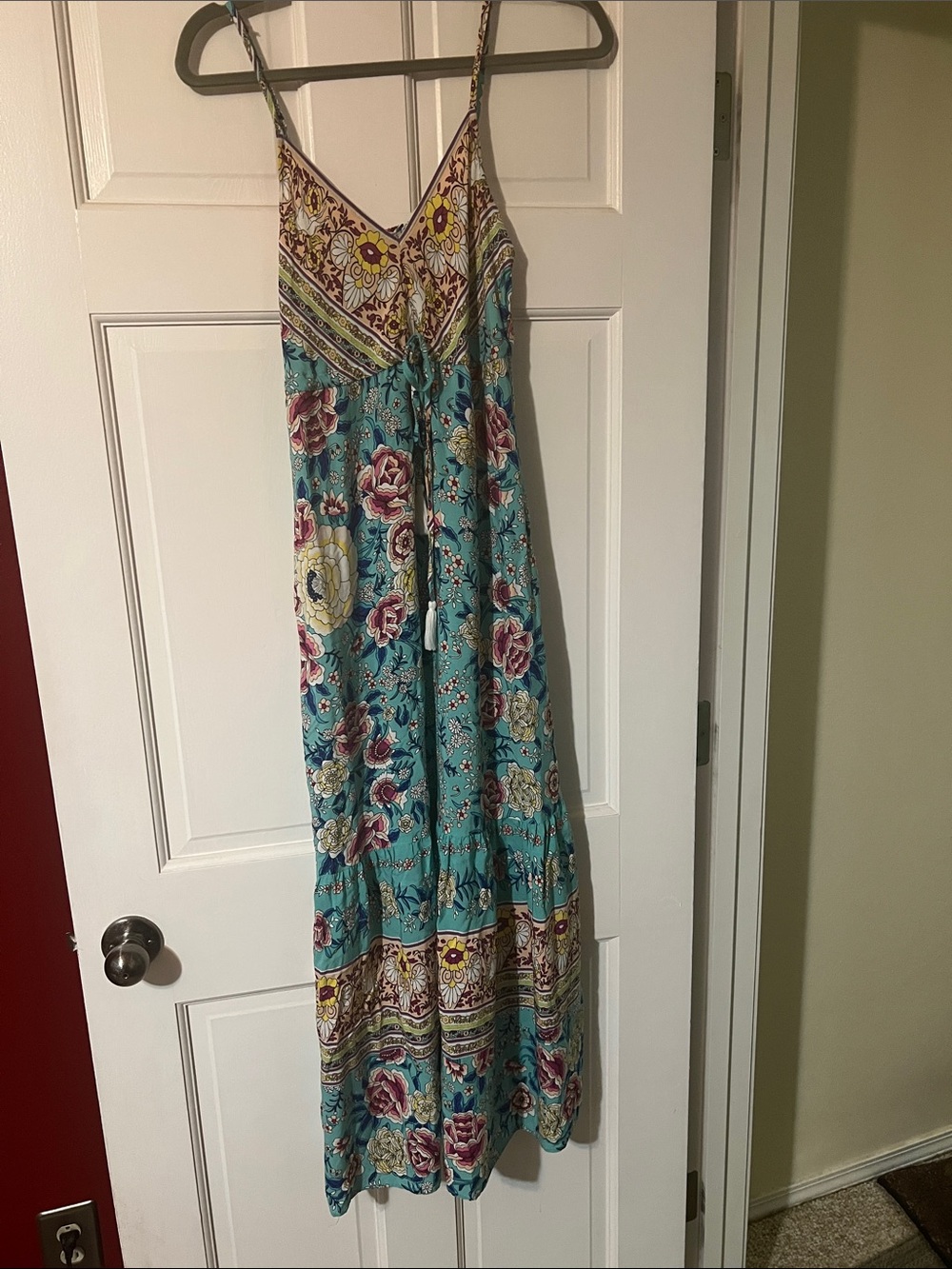 Grace & Lace Teal Floral Maxi Dress with Pink and Yellow Blooms